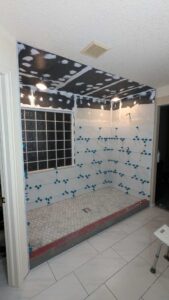 Master shower walls partially set2