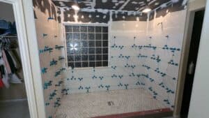 Master shower walls partially set3