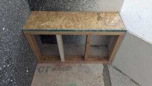 Shower bench framed in