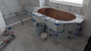 Master tub skirt installed