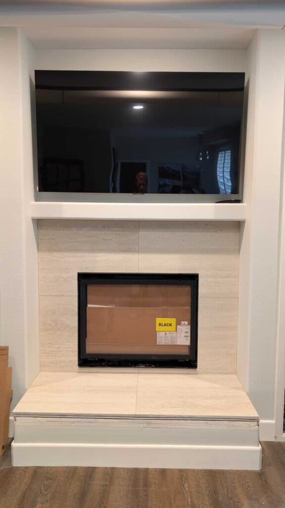 Fireplace grouted and finished Fireplace grouted and finished