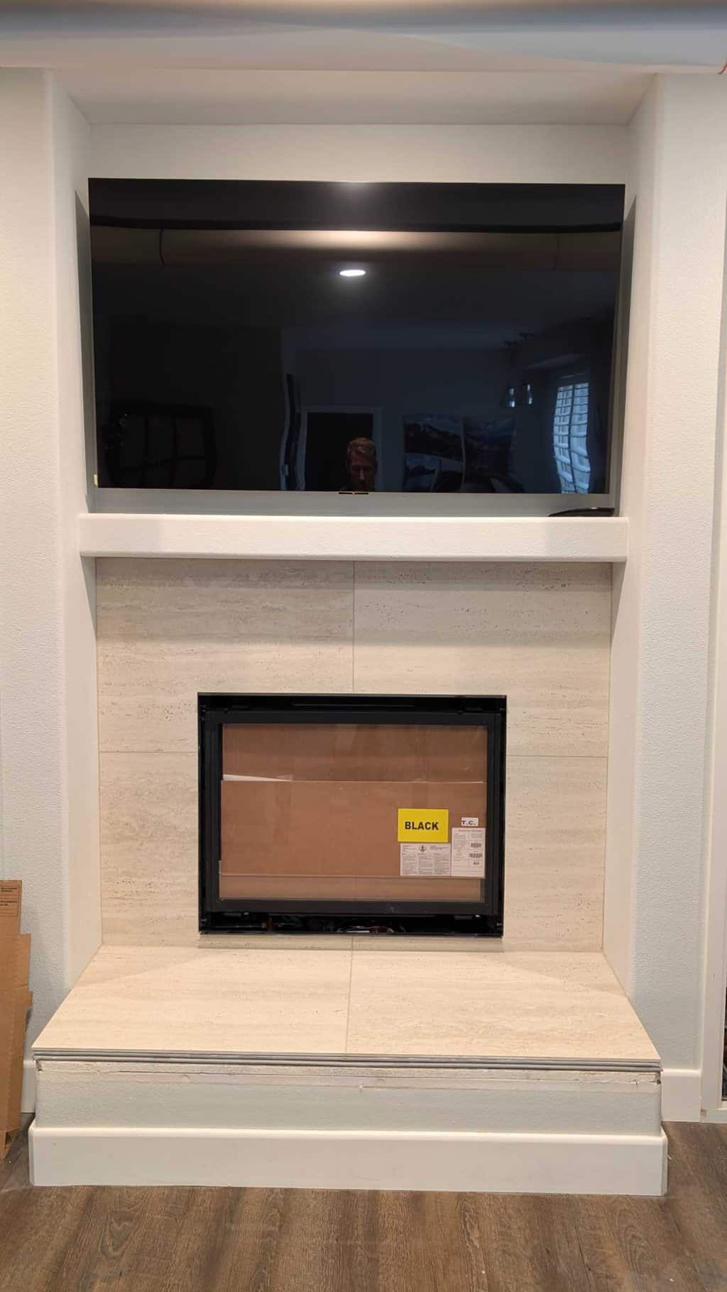Fireplace grouted and finished Fireplace grouted and finished