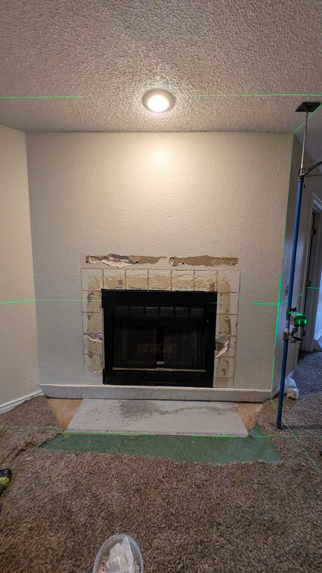 Backerboard installed for hearth Backerboard installed for hearth