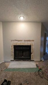 Removed VERY poorly done drywall to provide flat surface for tile