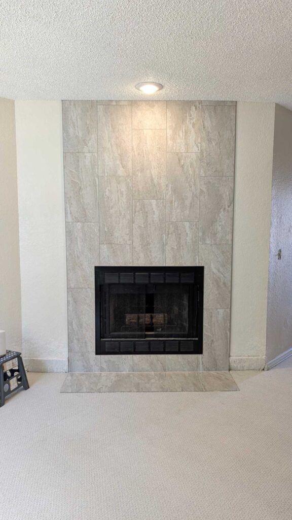 Fireplace grouted and finished Fireplace grouted and finished
