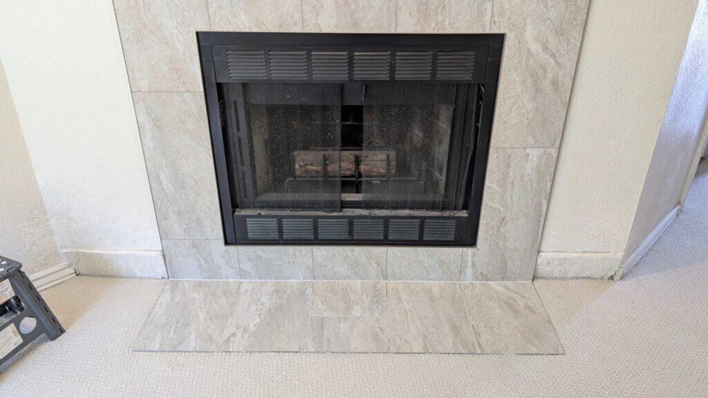 Fireplace grouted and finished Fireplace grouted and finished