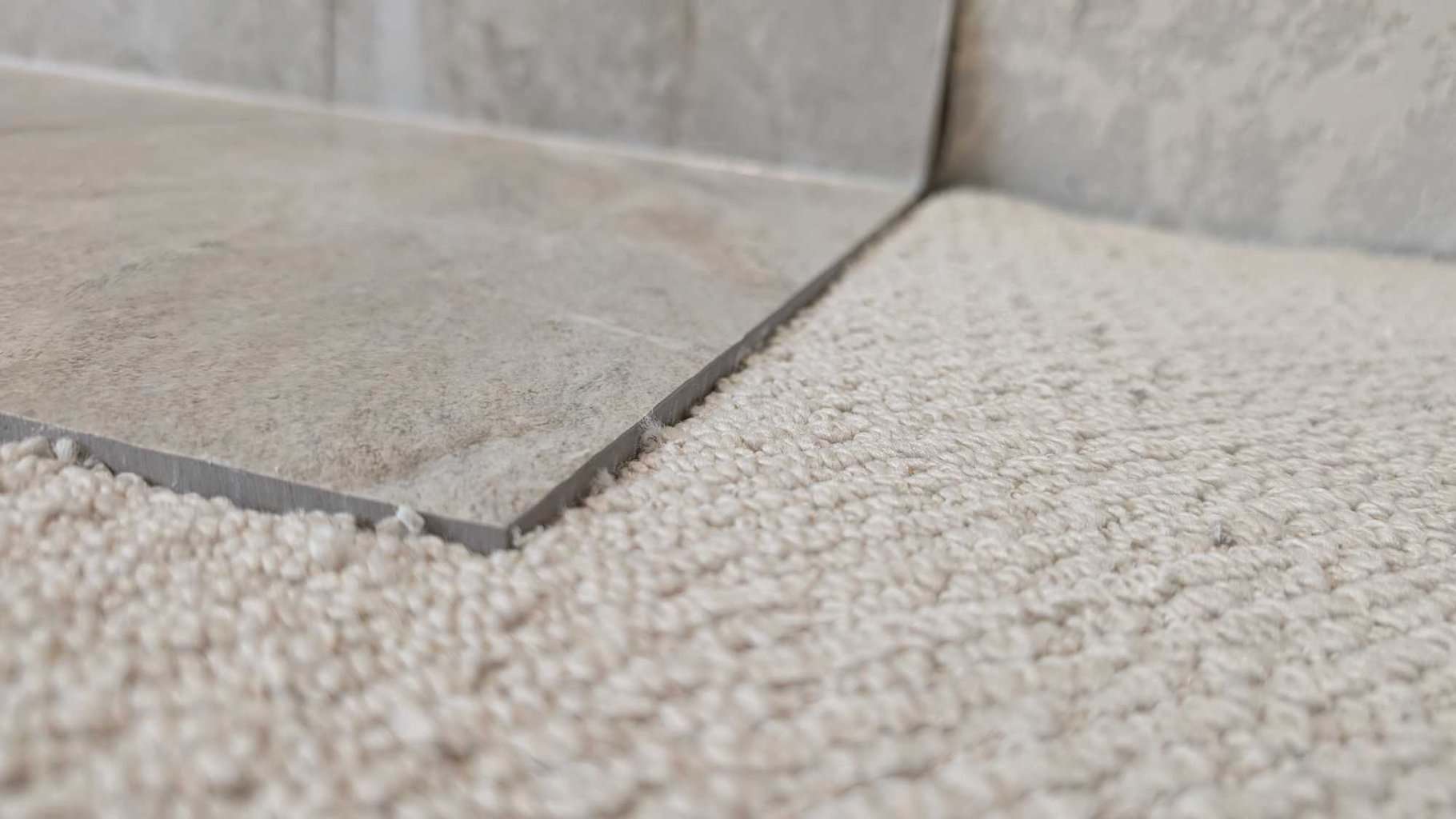 Carpet installers made no effort to try to match the height of the tile Carpet installers made no effort to try to match the height of the tile