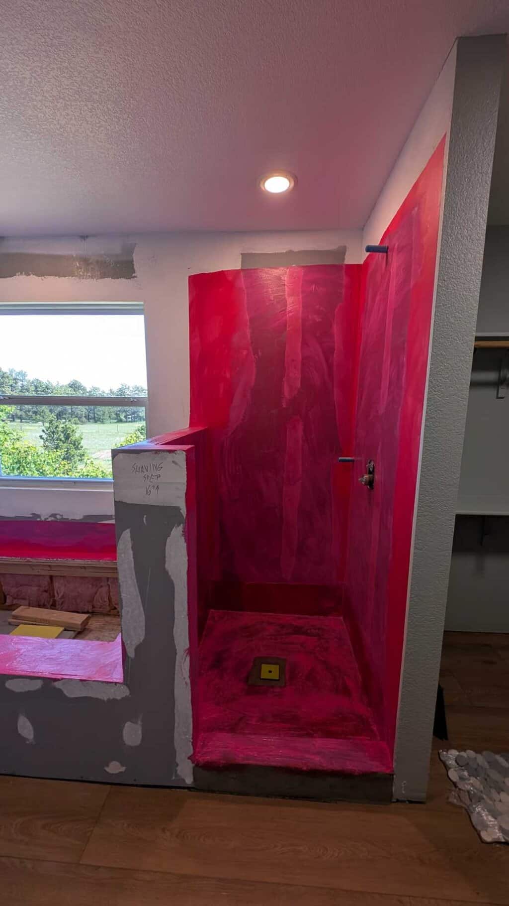 Waterproofed shower and tub deck and surround