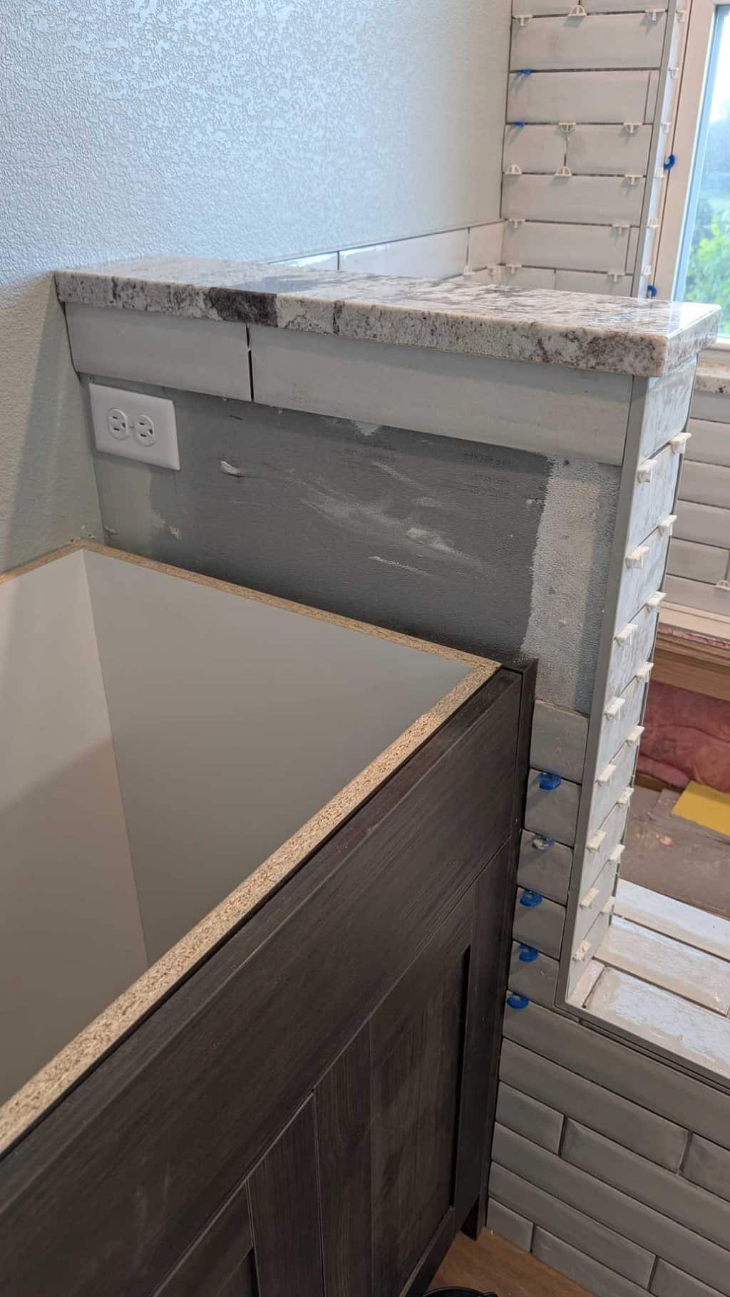 Everything set except for the section that will go around the countertops