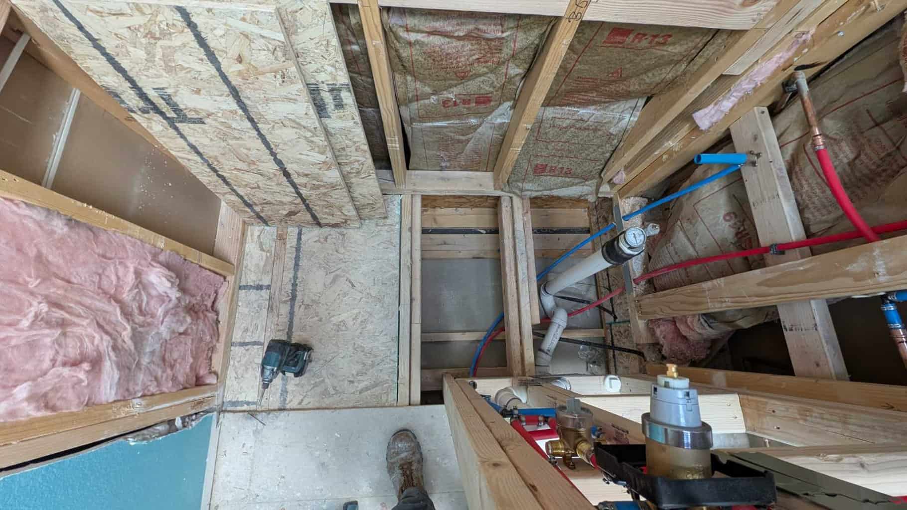 Hall bath shower floor to be set