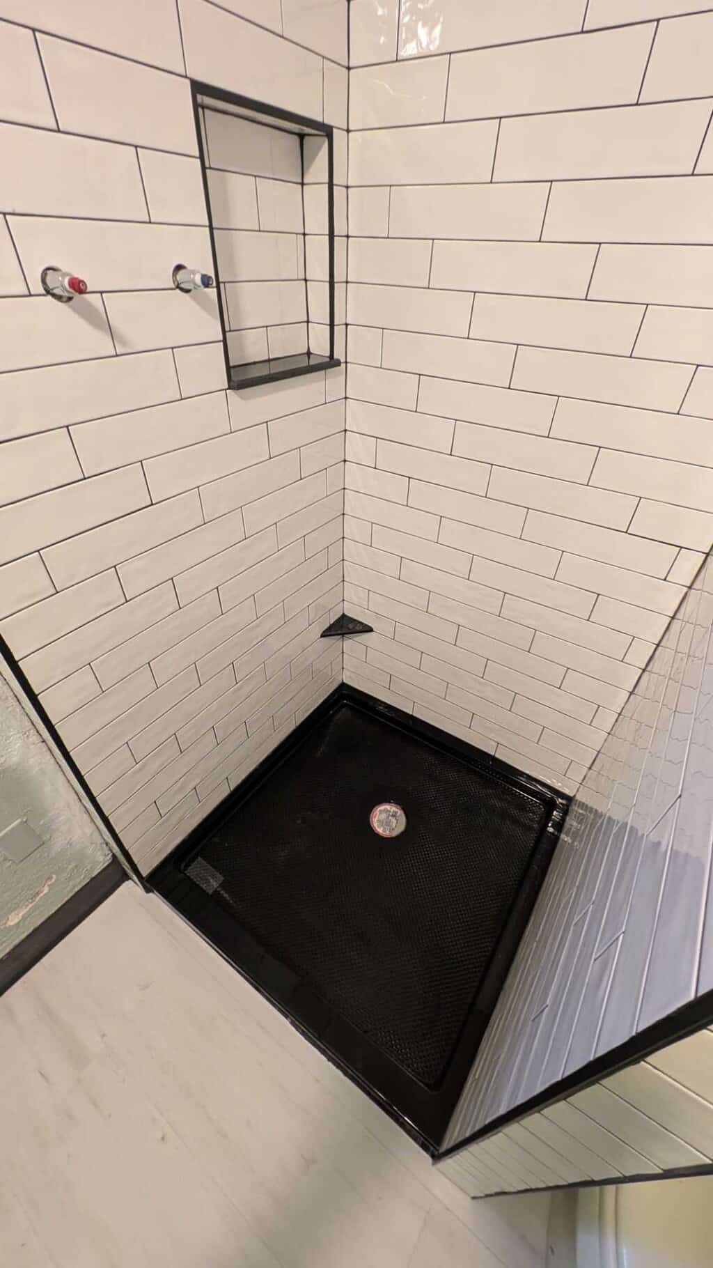 Basement shower grouted and finished3