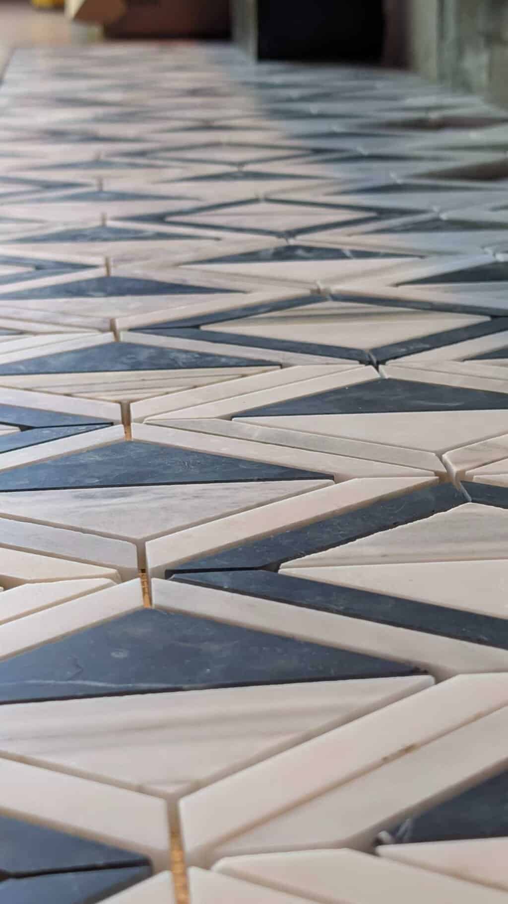 Closeup of fireplace hearth material