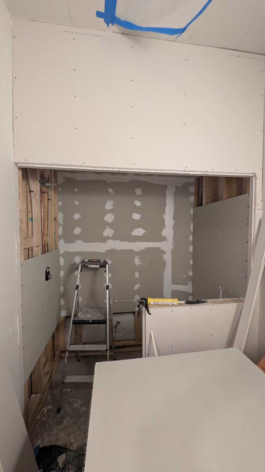 Work in progress on underlaying the walls