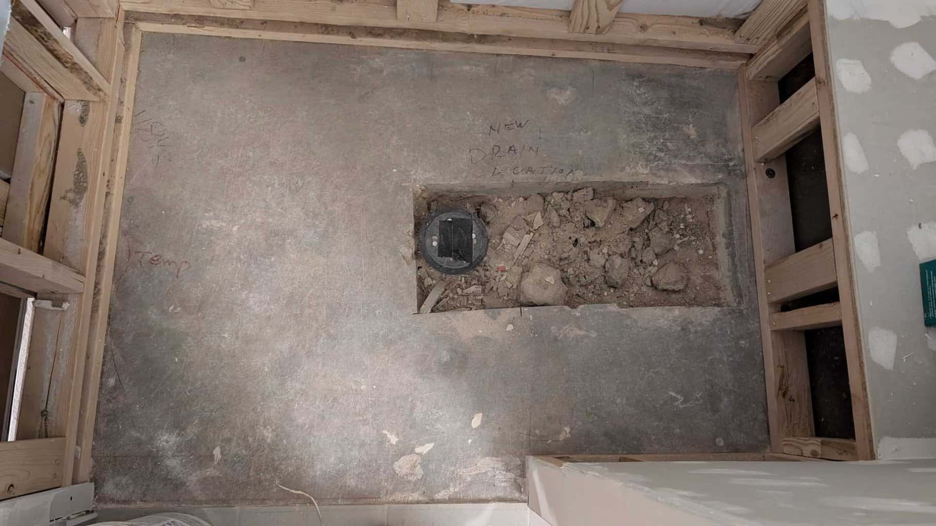 Shower pan to be packed/poured