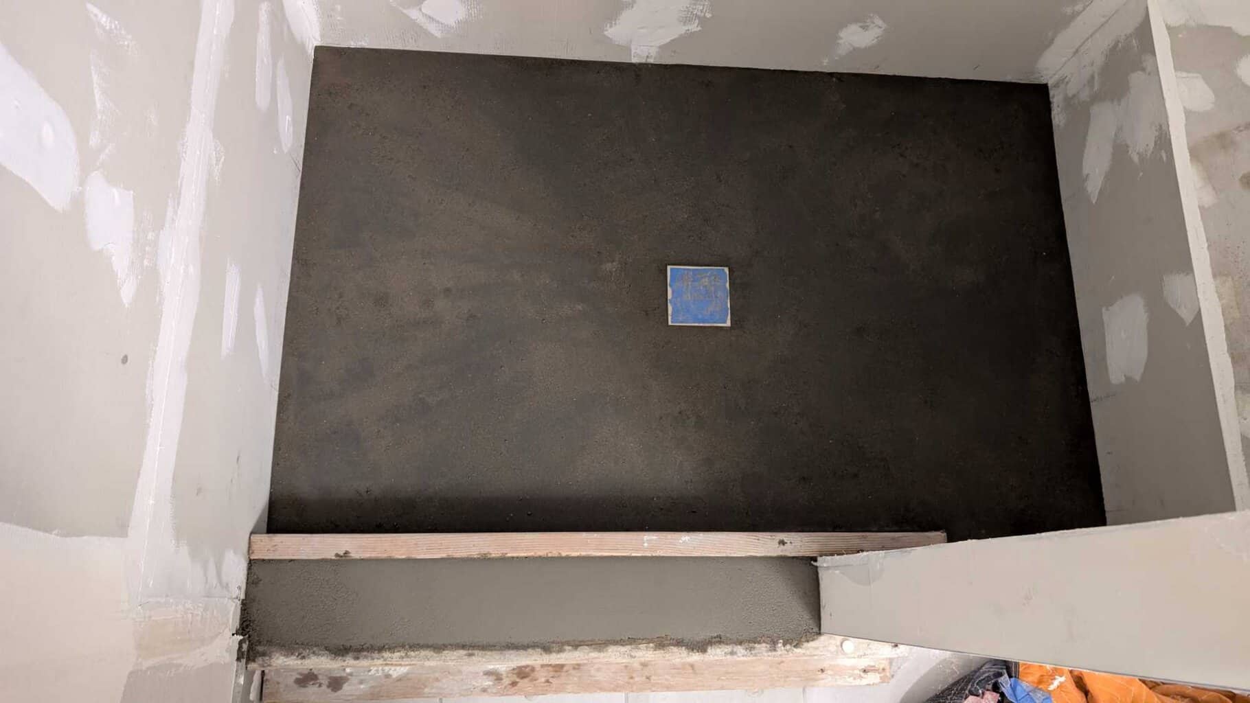 Shower pan packed/poured