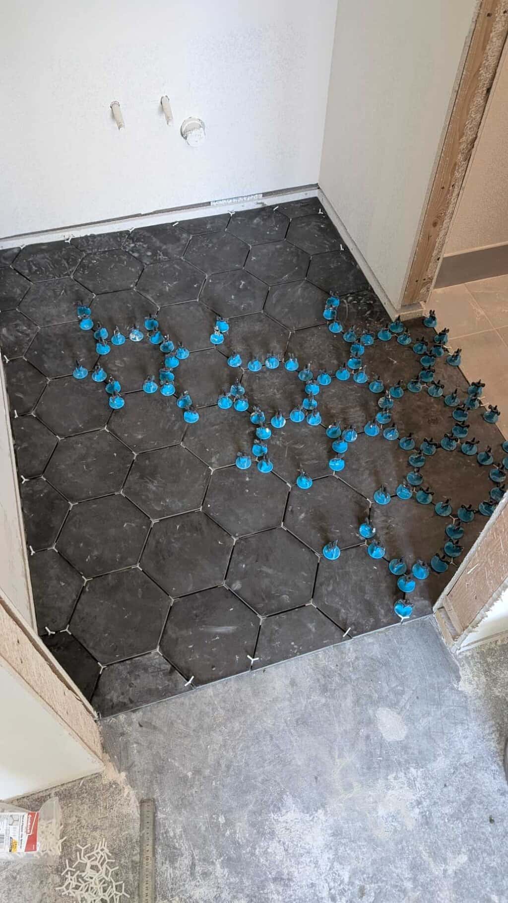 Hexagons installed on small floor