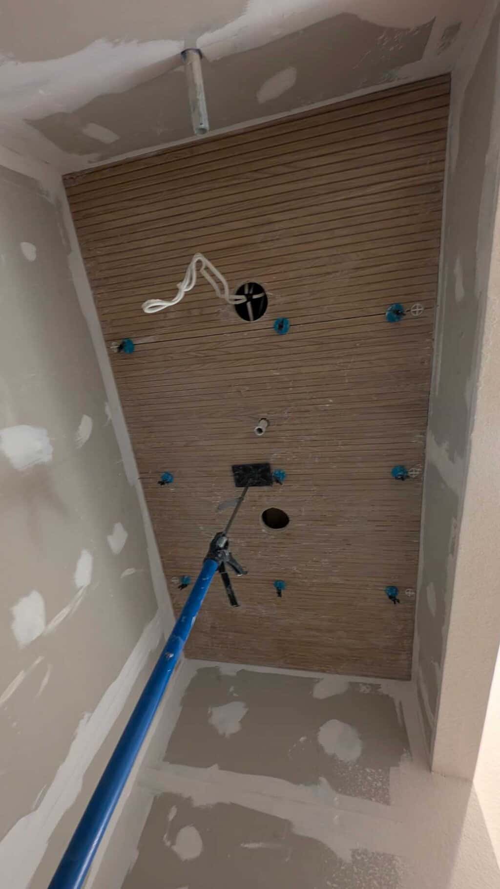 Ceiling tiles are installed