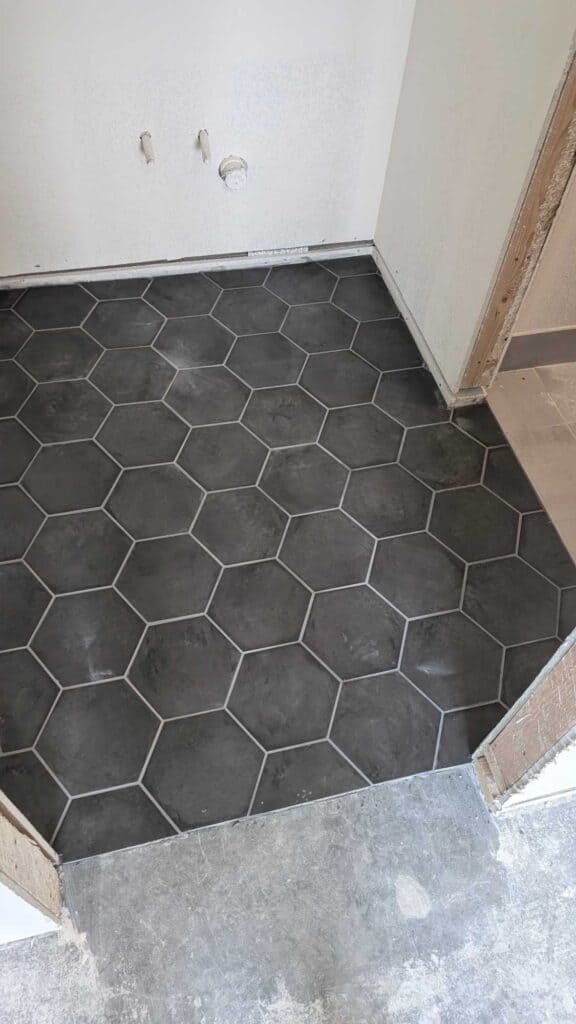 Basement floor grouted and finished