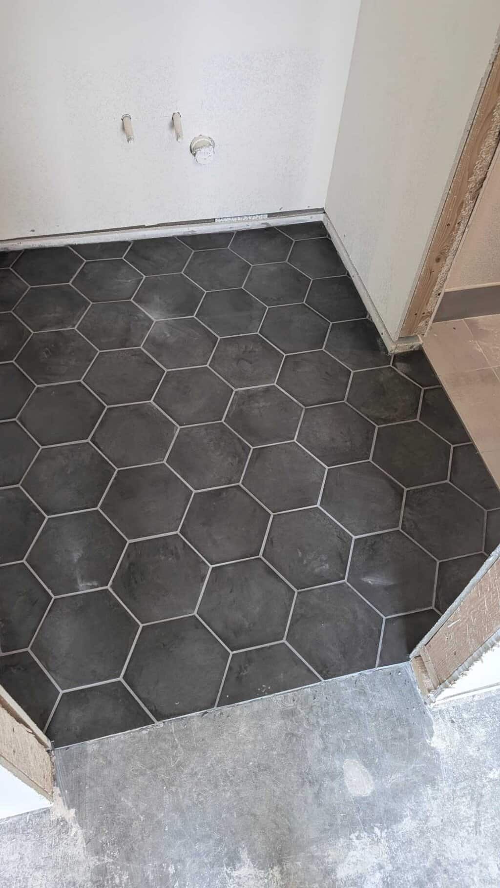 Basement floor grouted and finished