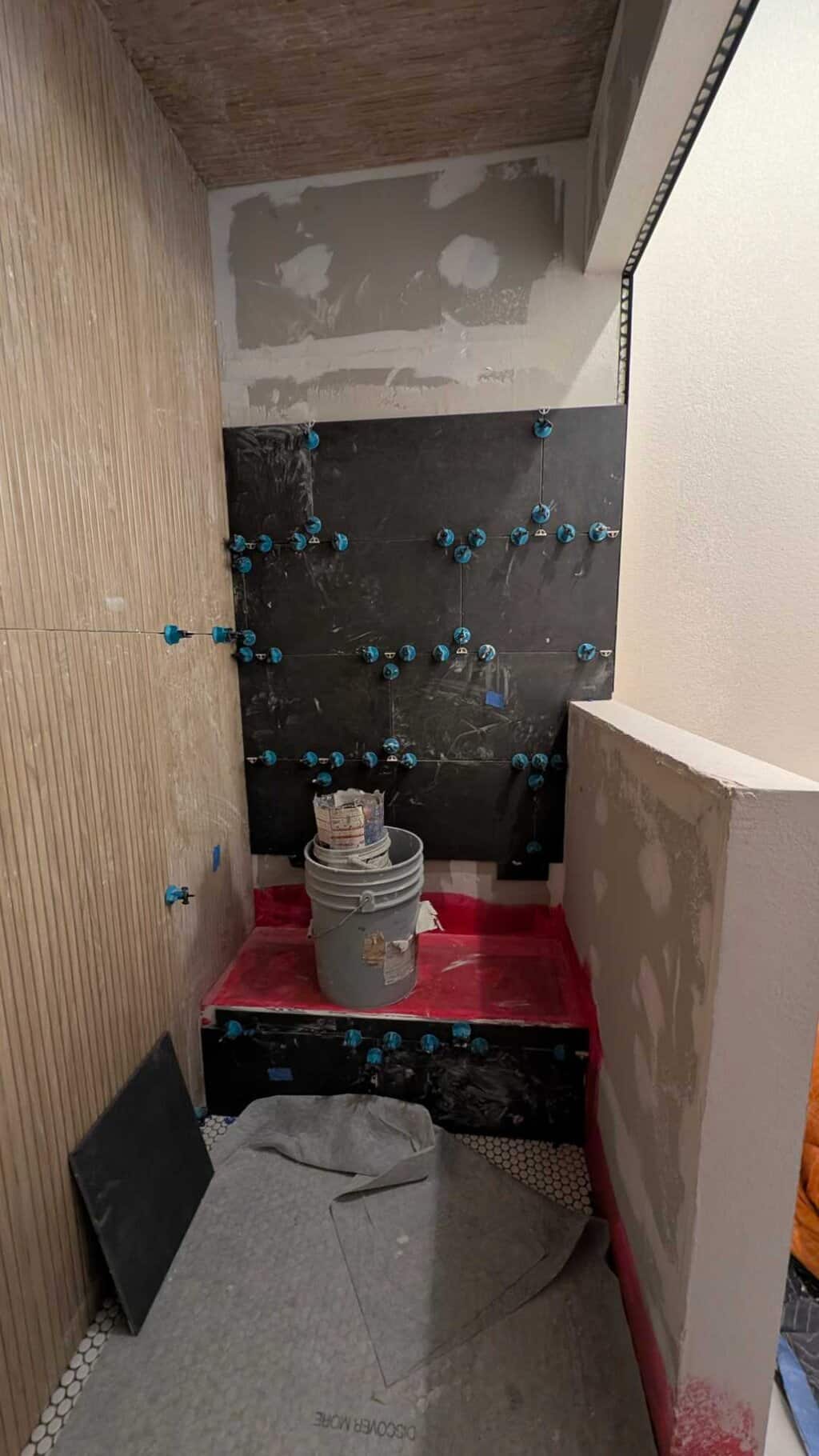 More of the walls in the steam shower set3