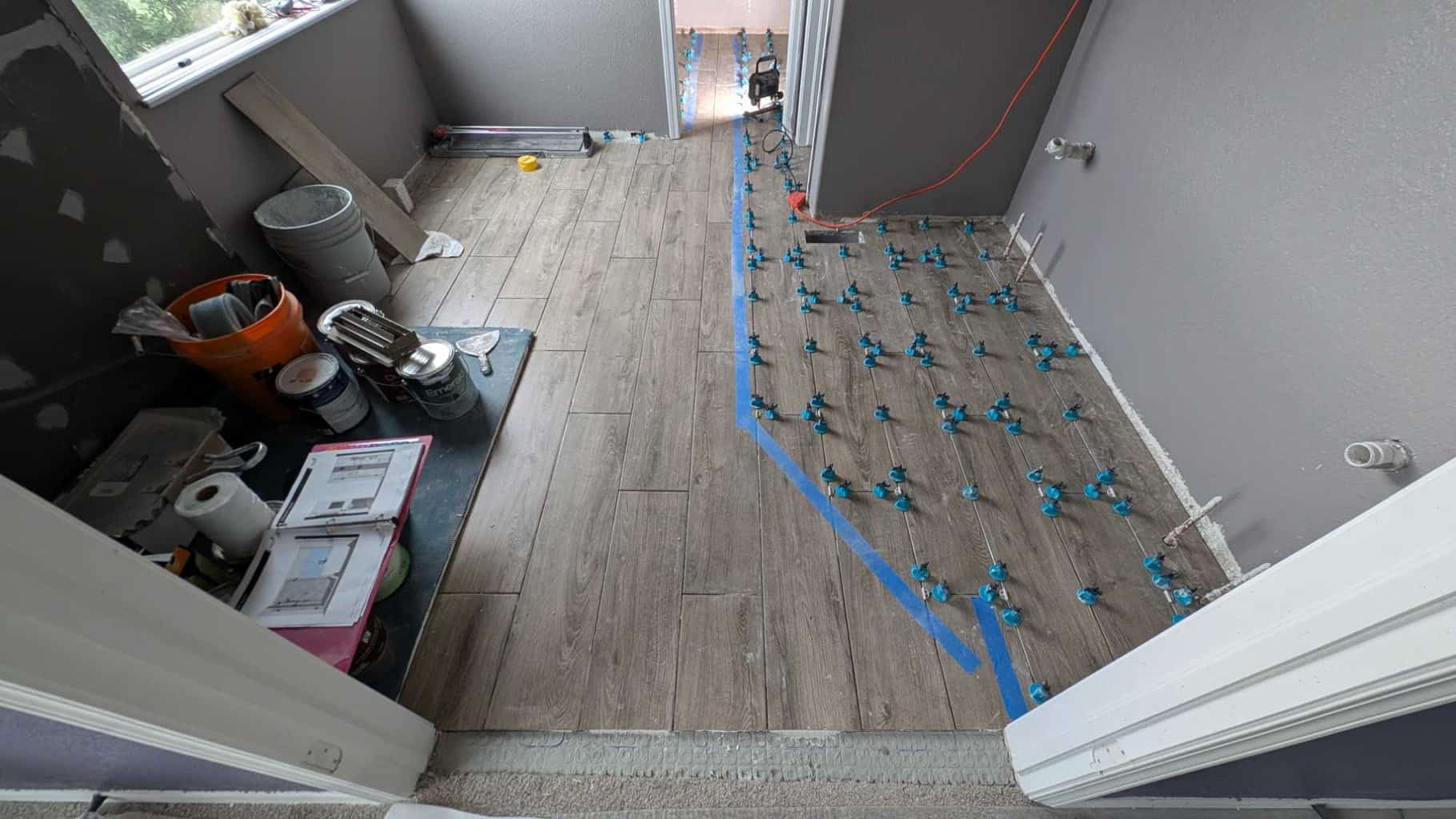 Master bath floor nearly complete2