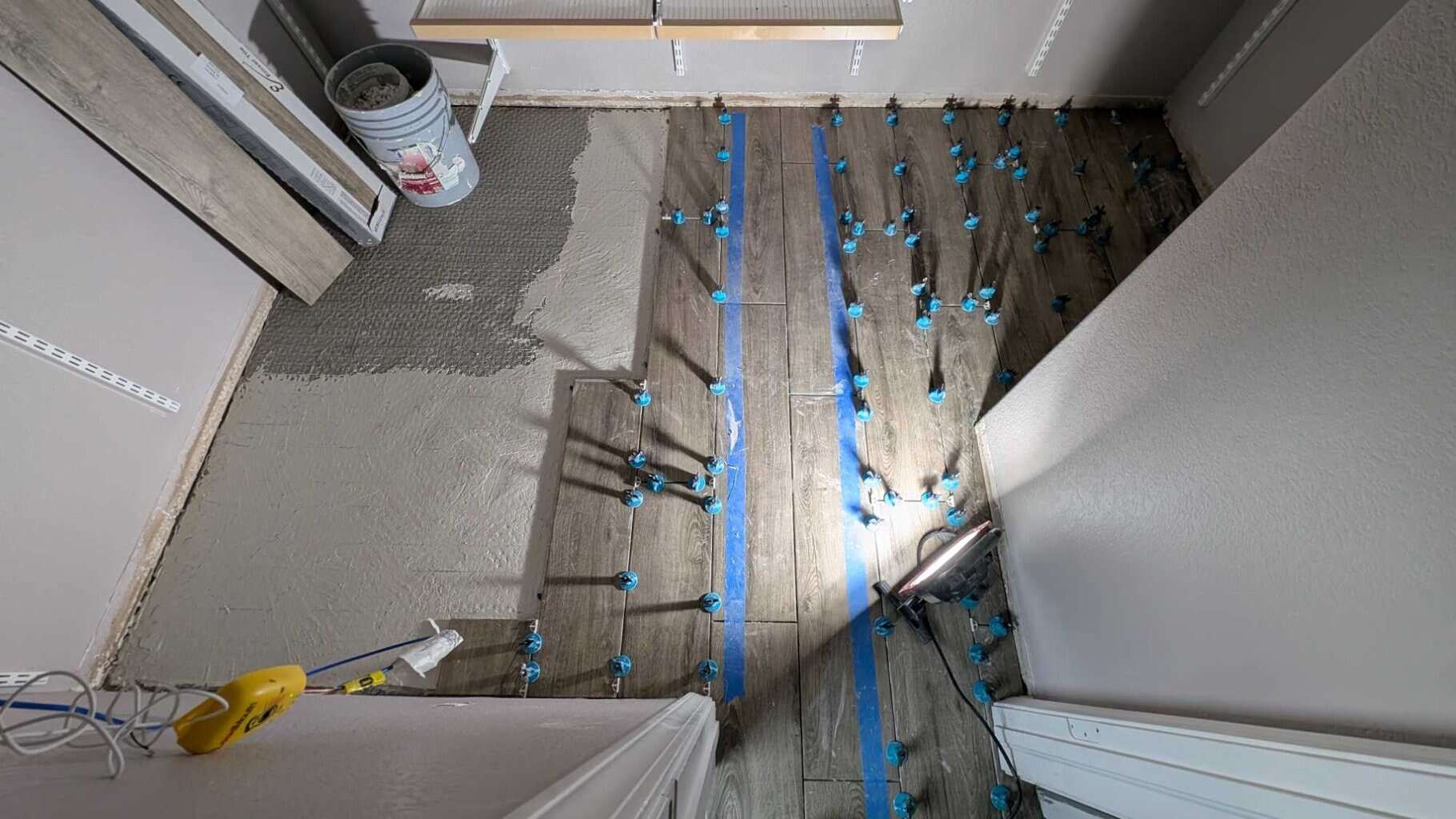 Part of the closet still needs to be set