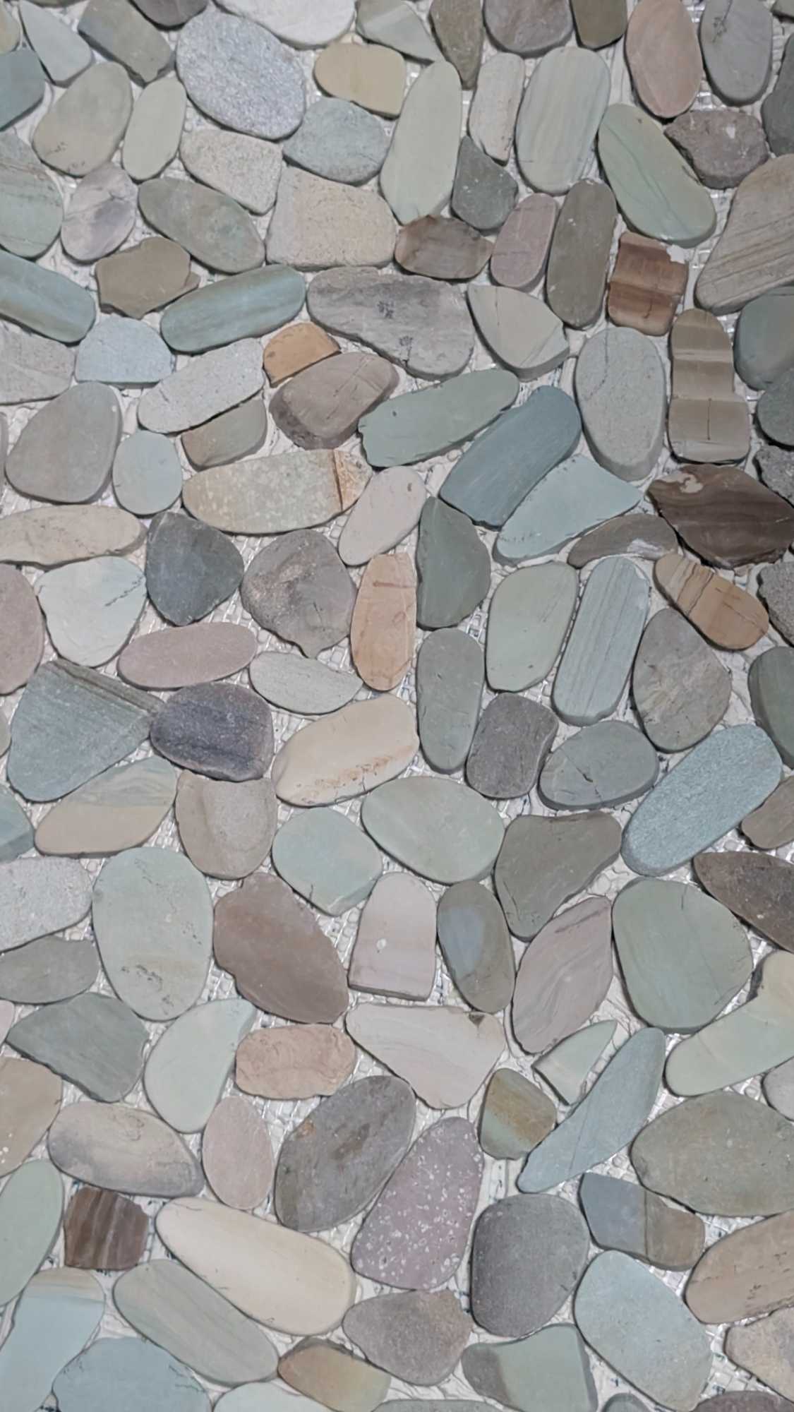 Guest shower pebbles closeup