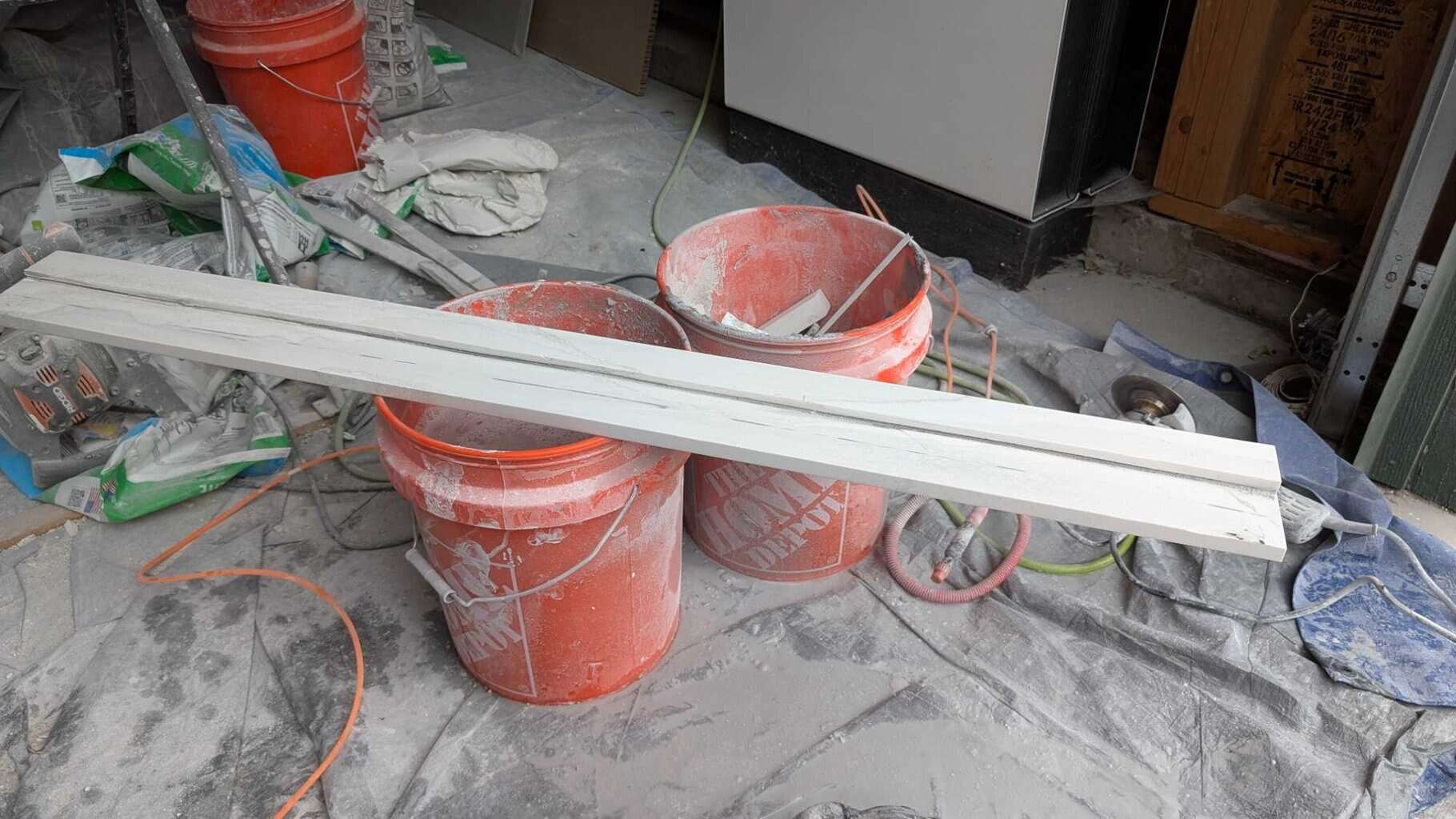 Rabbet cut into master bath entryway threshold