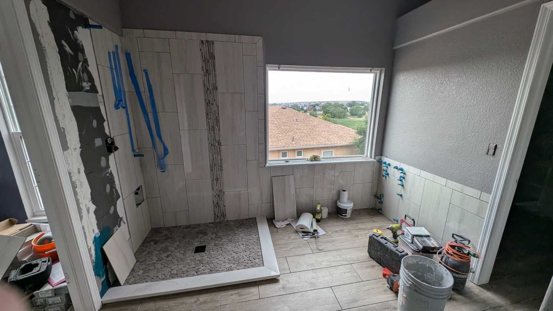 Finished installing wainscot in primary bath