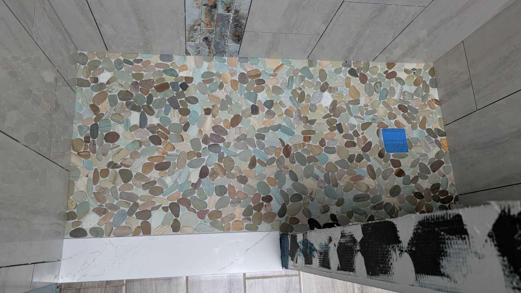 Guest shower floor grouted