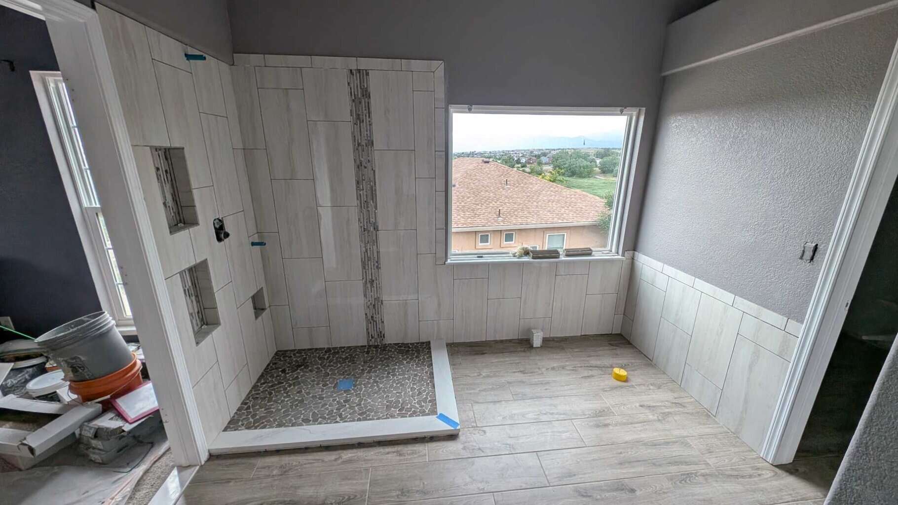 Primary shower and bath fully set