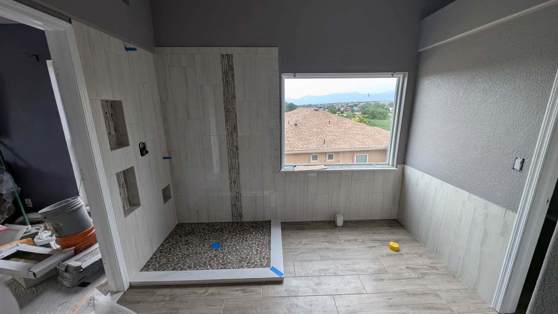 Primary bath completely grouted