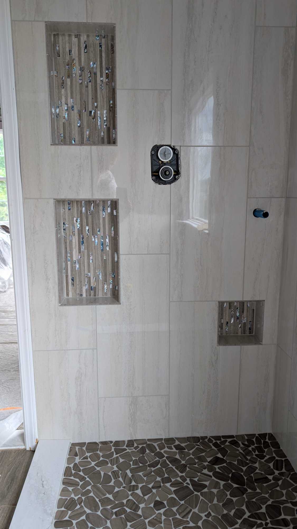 Primary shower niches grouted