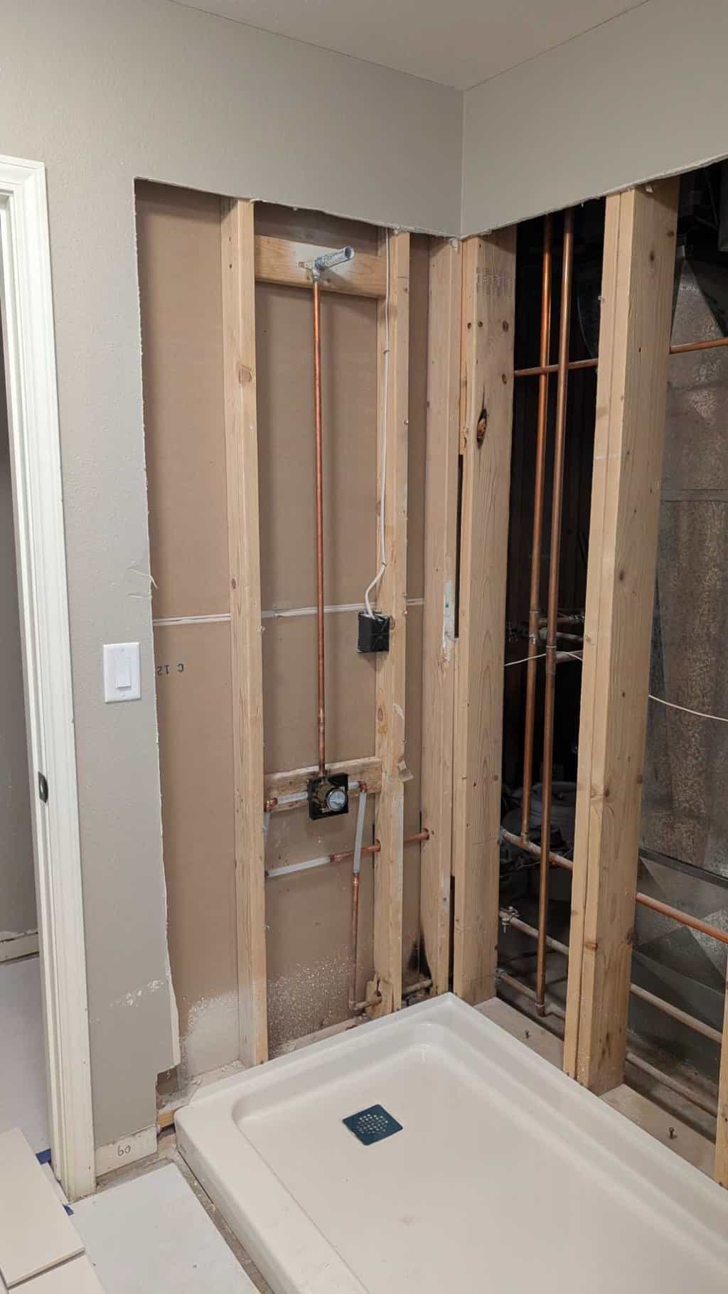 The plumbing wall needed some adjustment before I got to installing underlayment