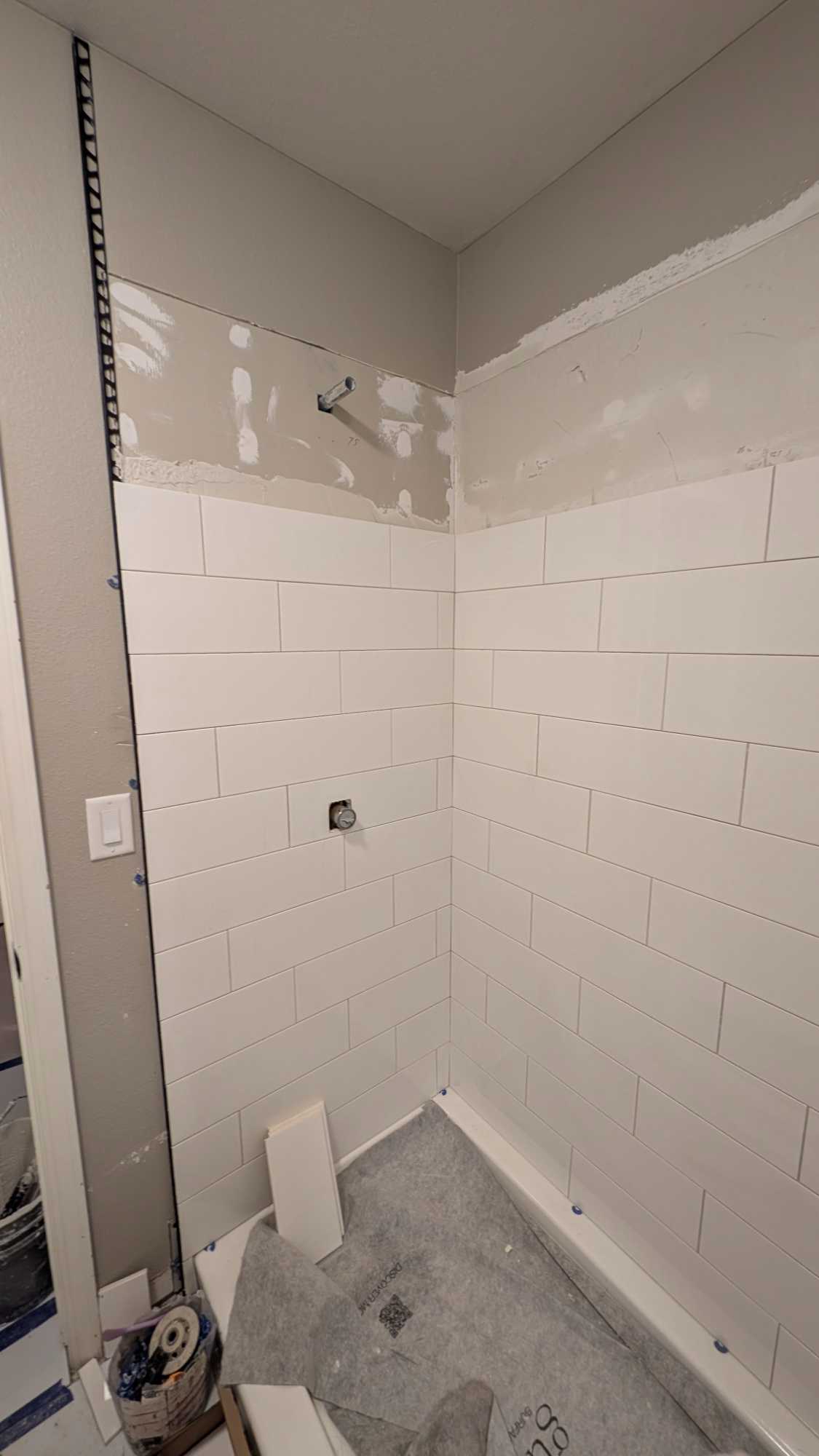 Part of basement shower tiled2