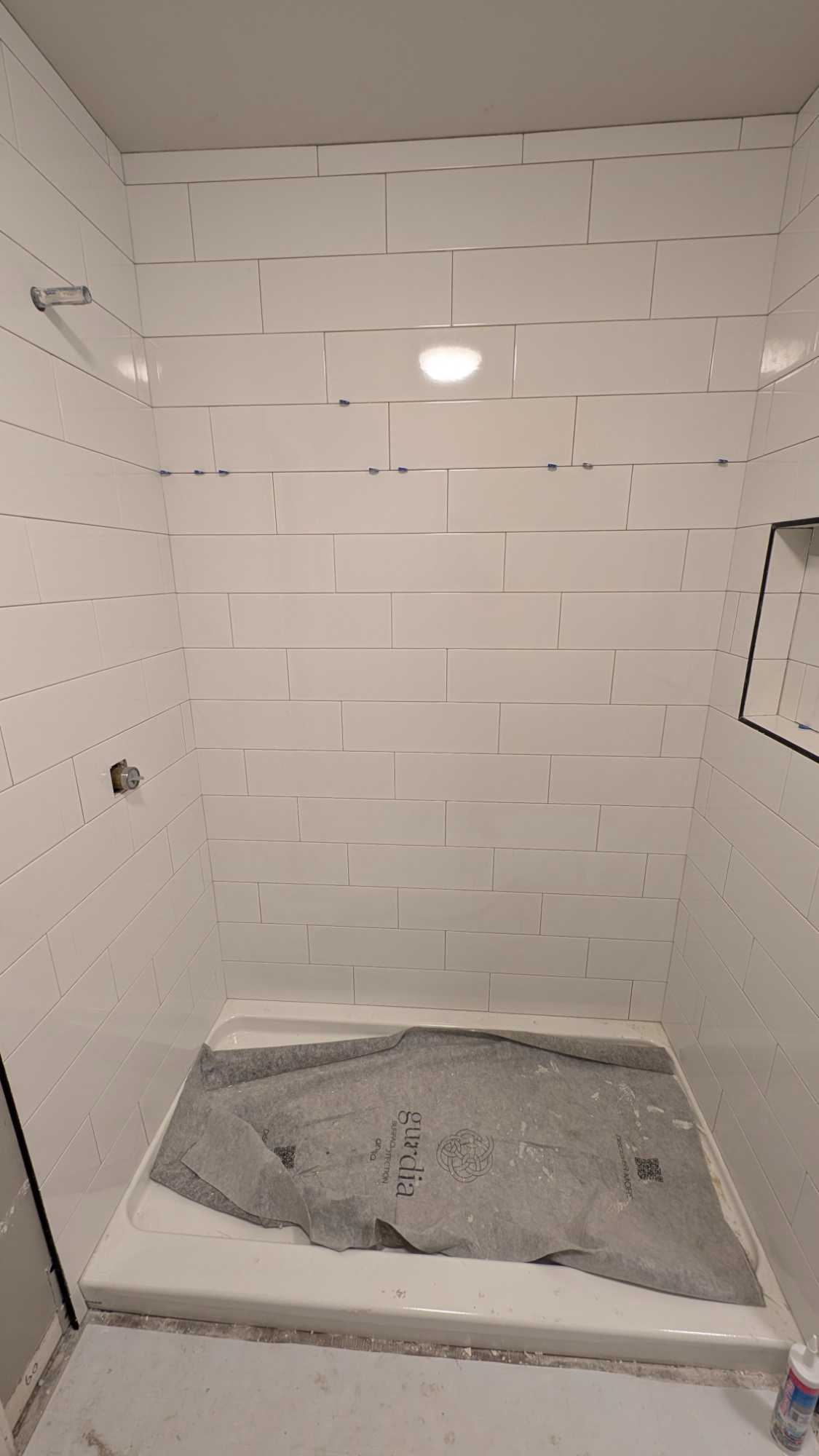 Basement shower surround fully set