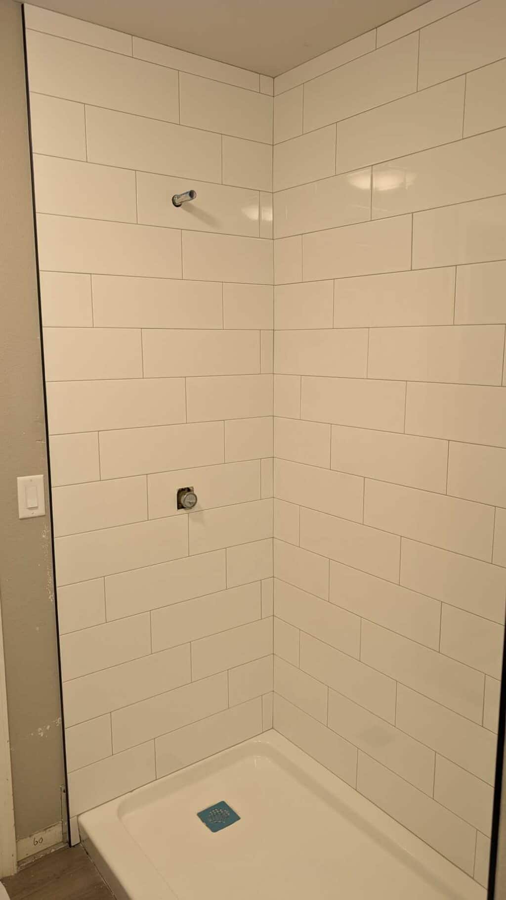 Basement shower grouted and finished2