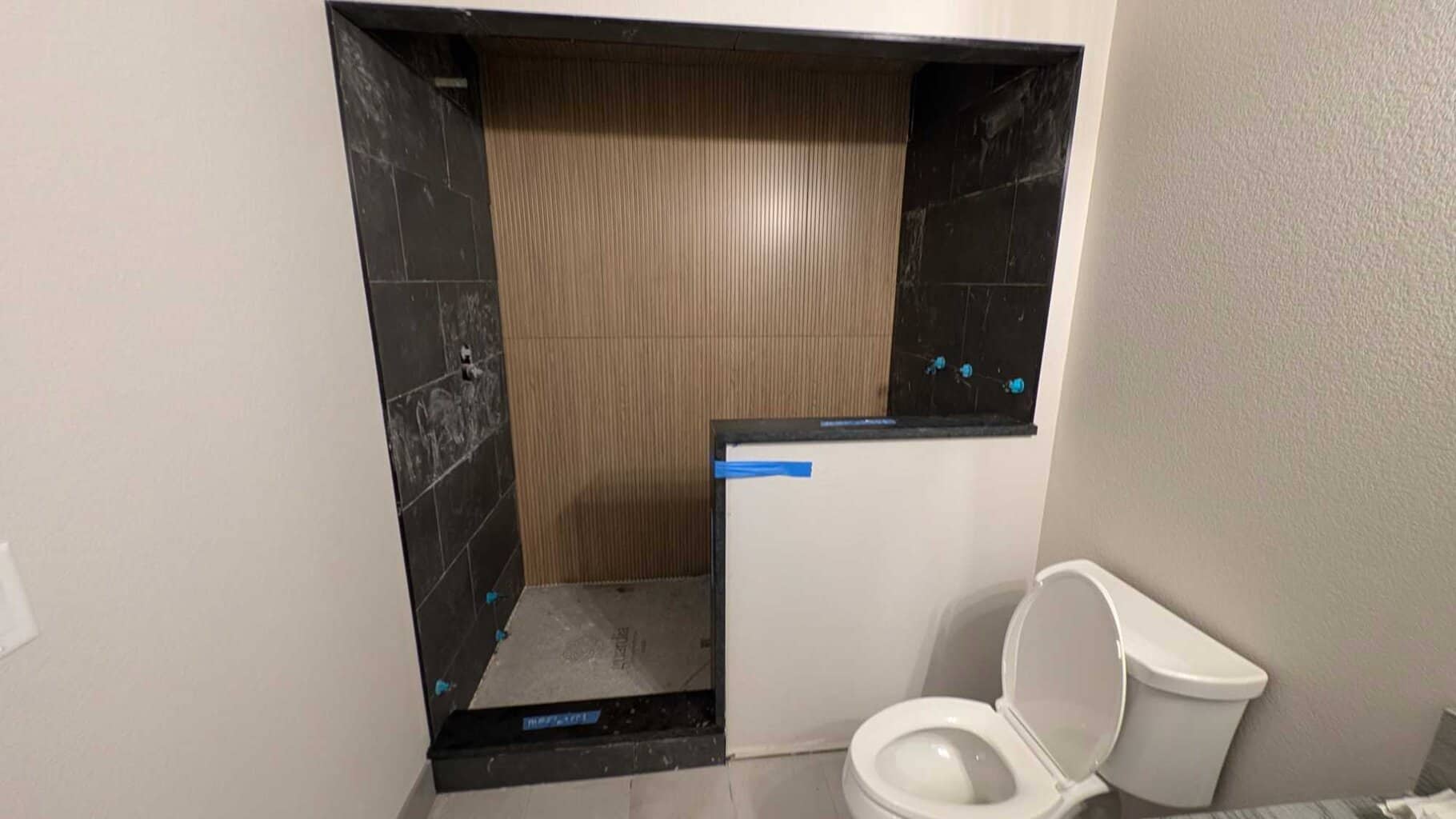 Everything set and brown grout installed