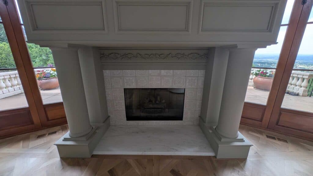 Finished entry fireplace