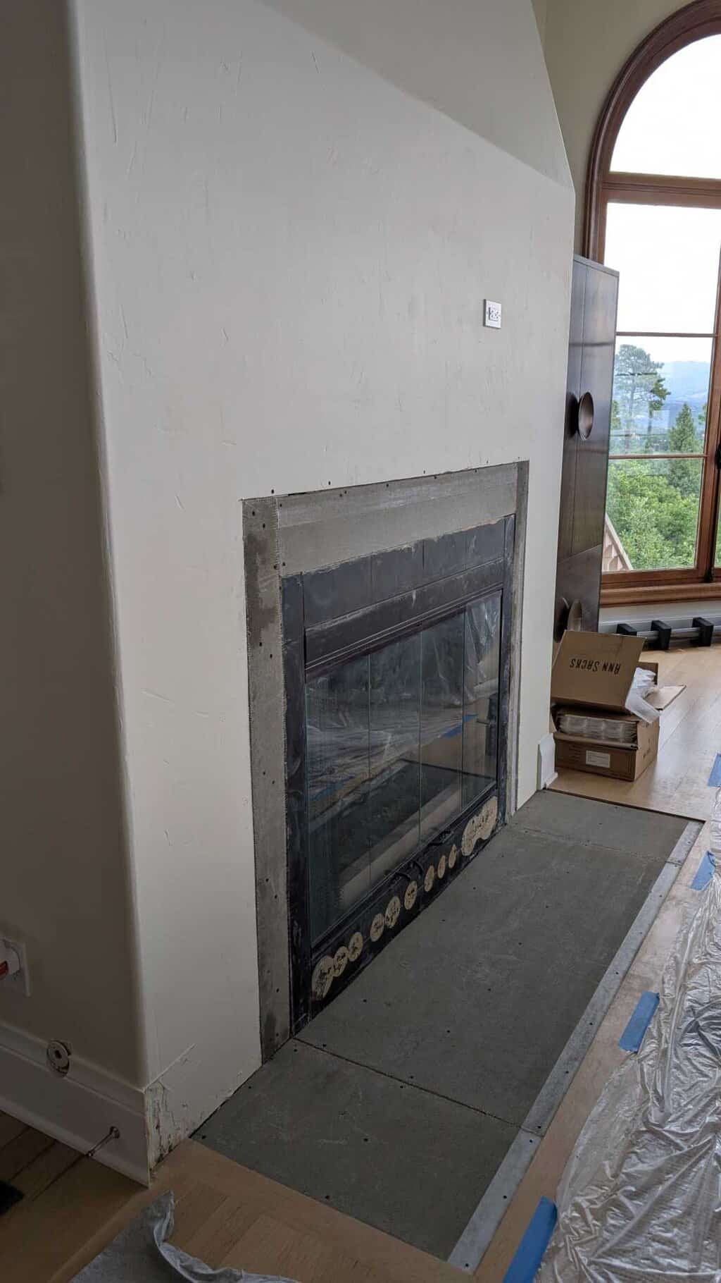Fireplace demo'd and underlayment installed2