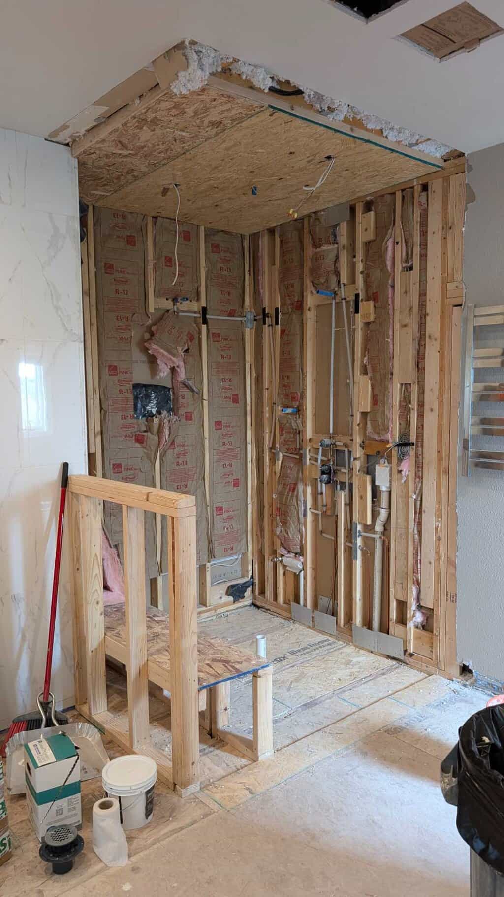 Primary shower to be underlaid and tiled