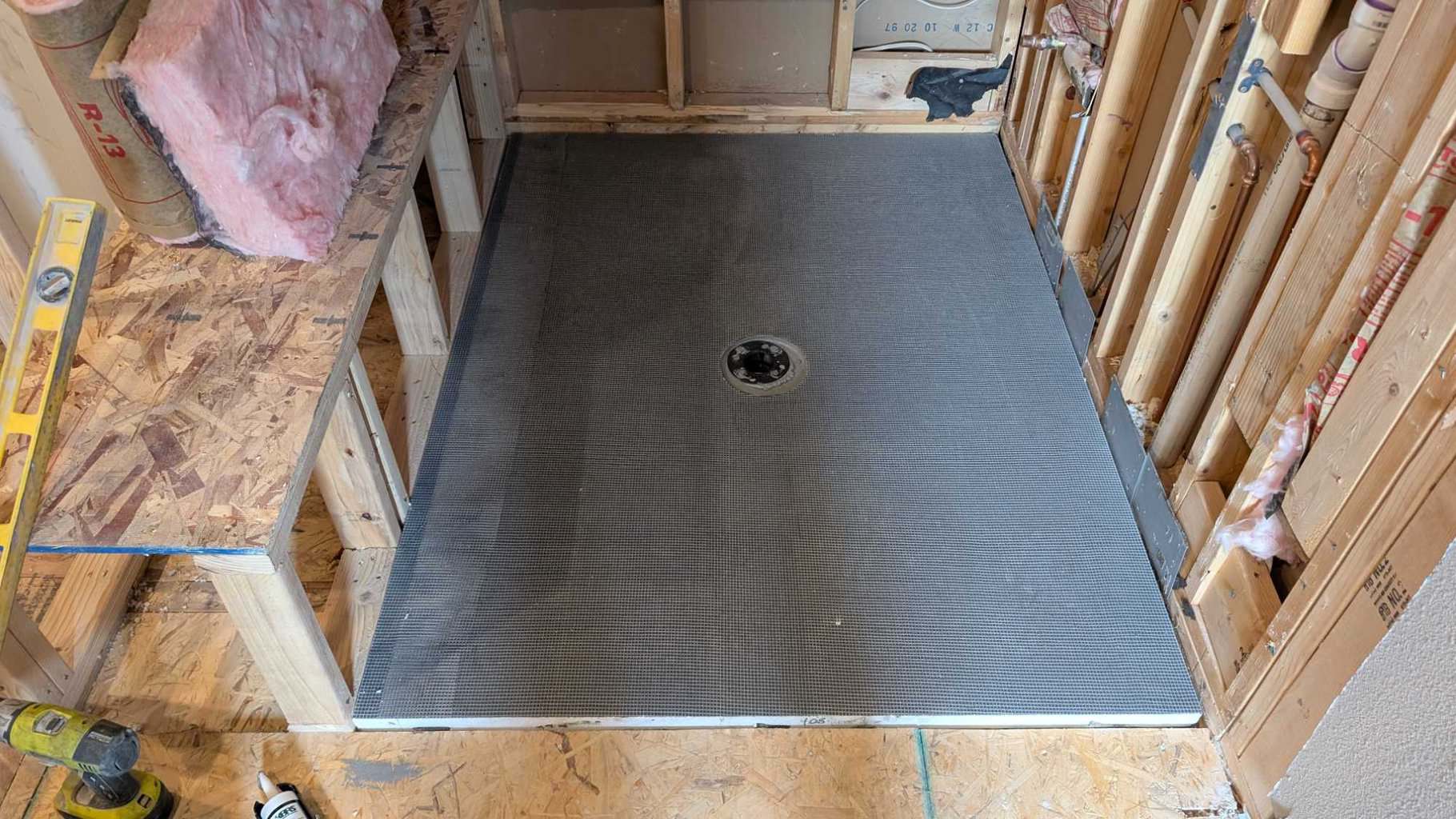 Foam shower pan installed