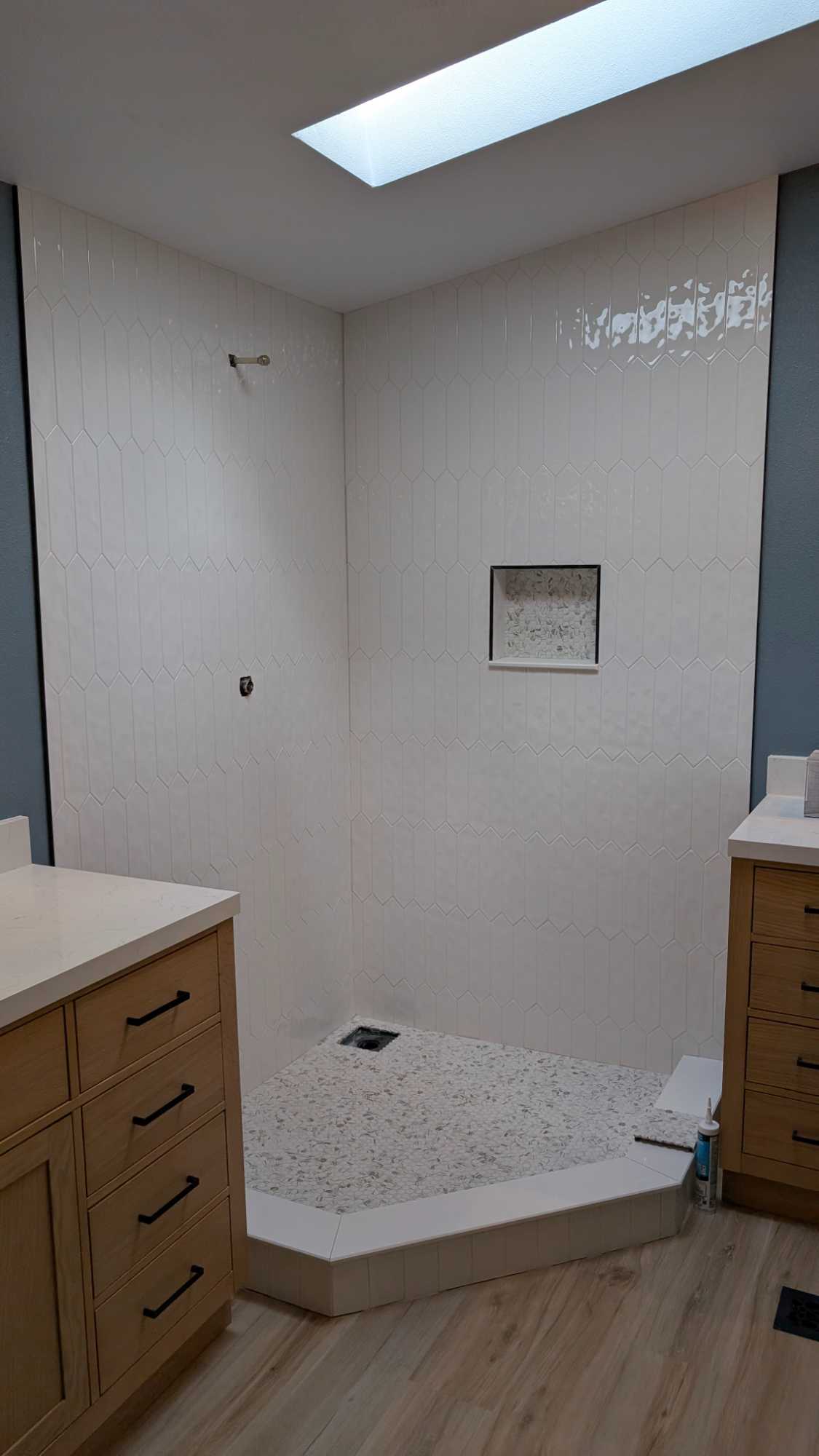 Grouted and finished shower