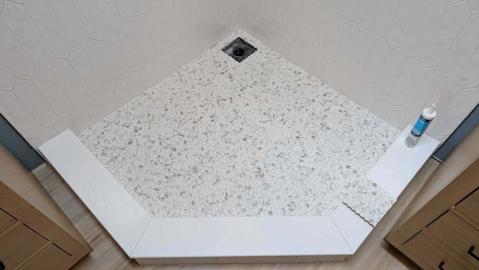 Grouted and finished shower floor