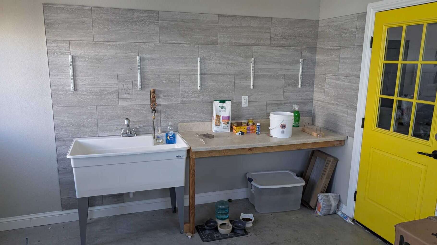 Supports installed in backsplash