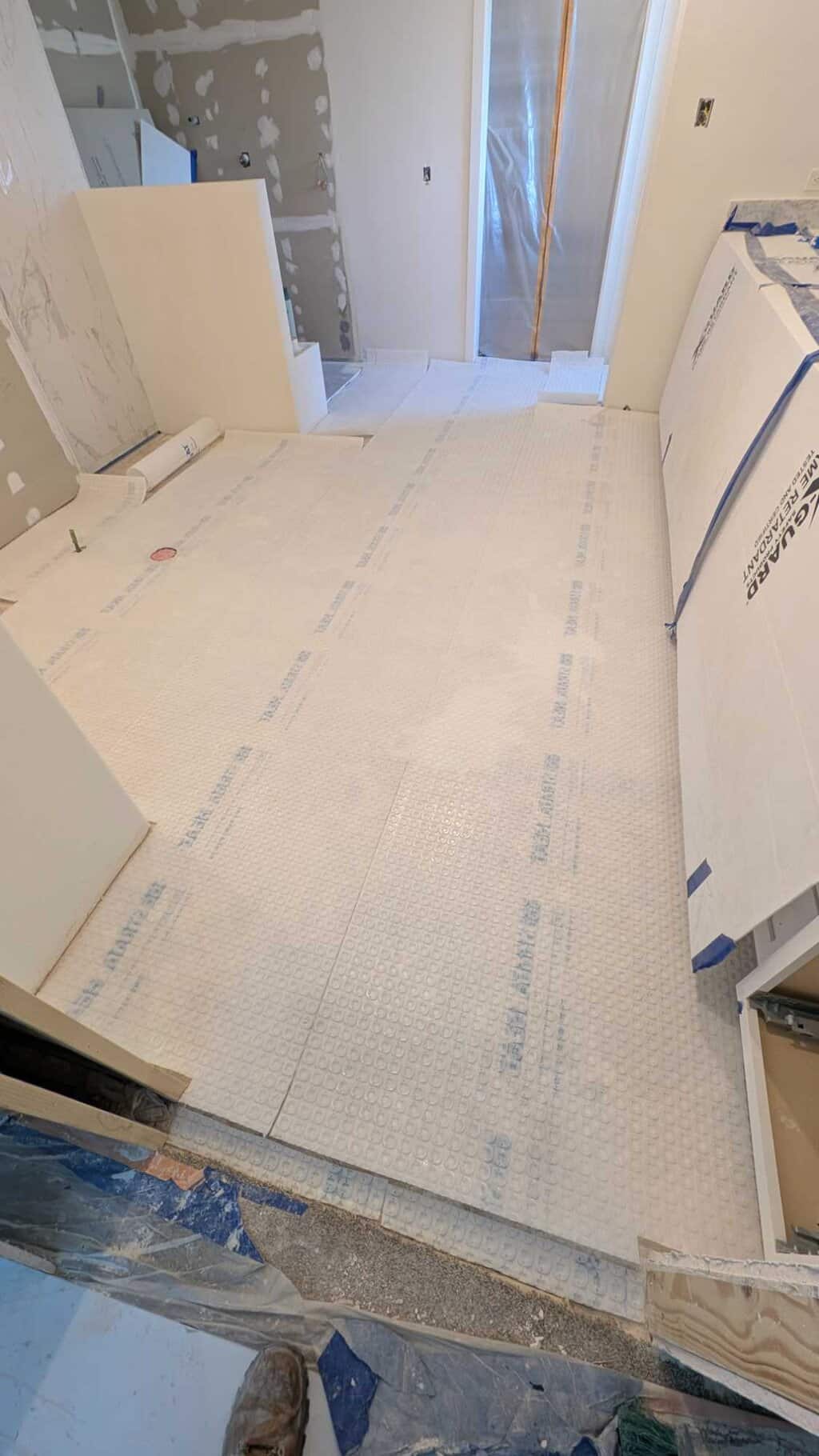 Working on instalilng ware wire membrane in primary bath