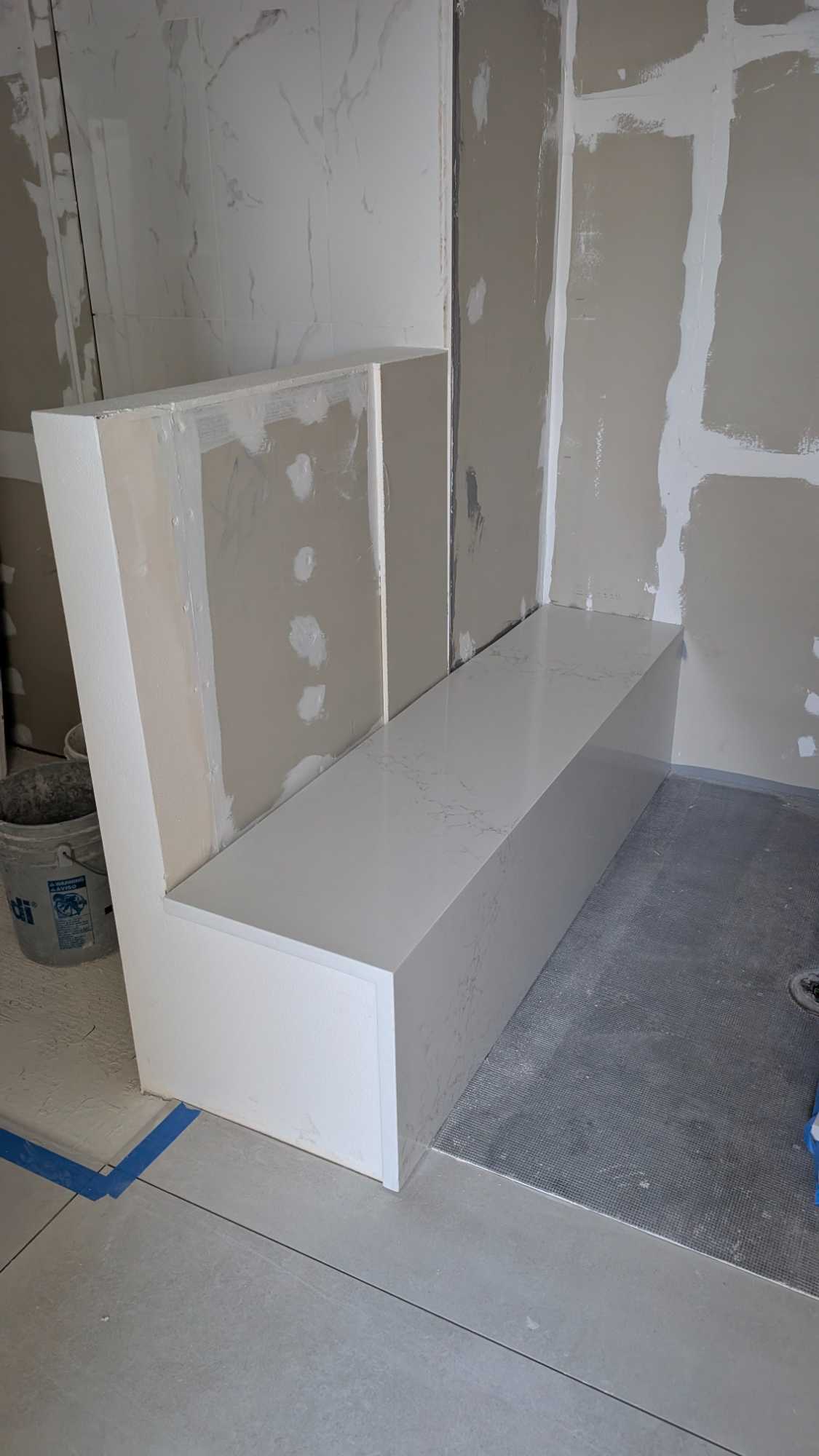 Solid bench top and front installed