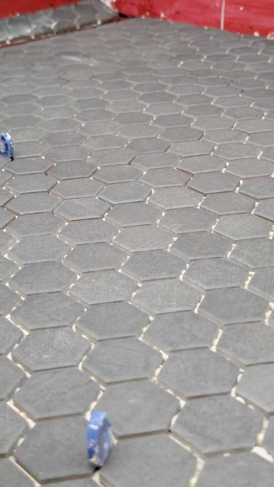 Shower floor tile closeup