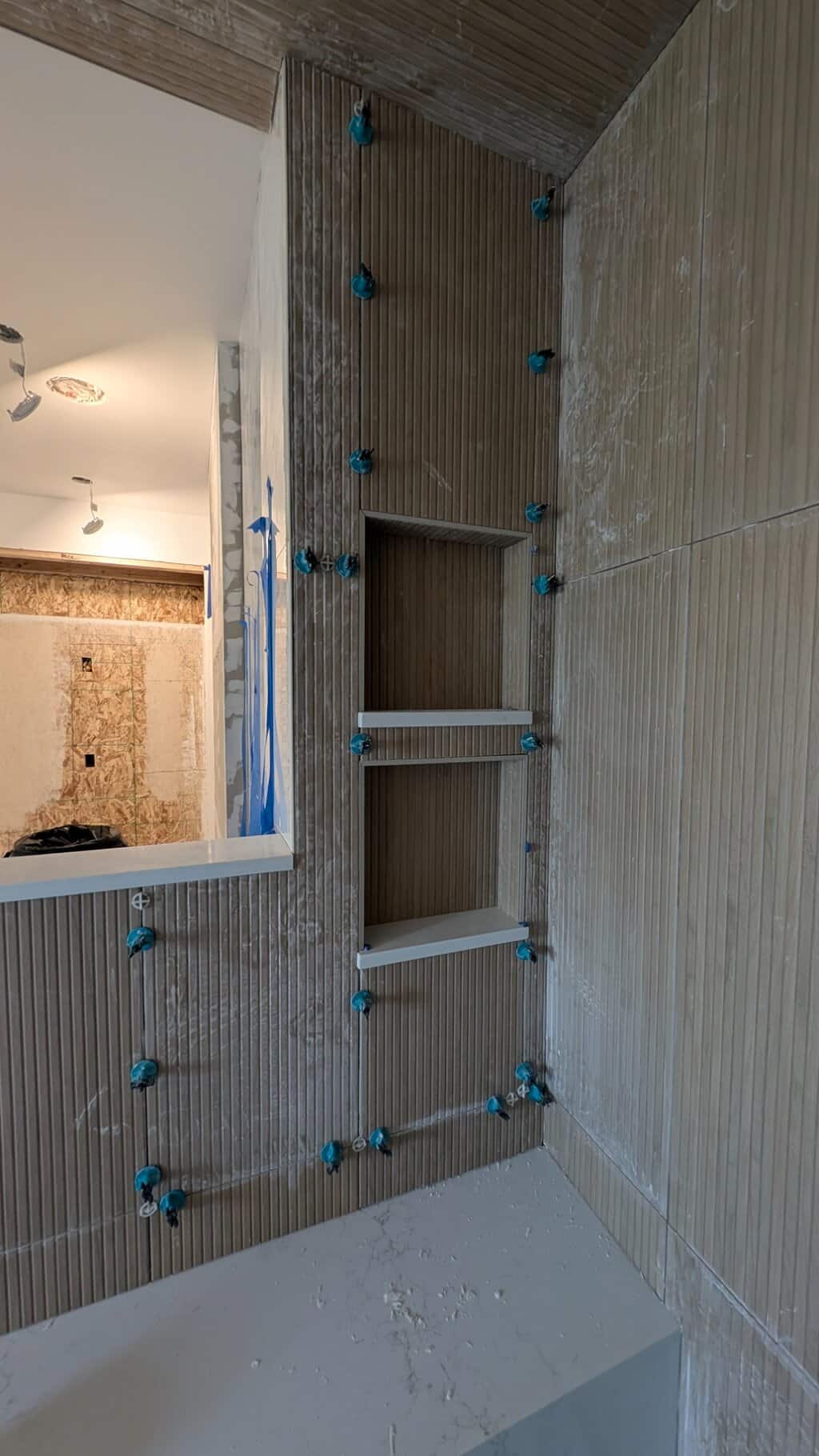 Tile installed into niches