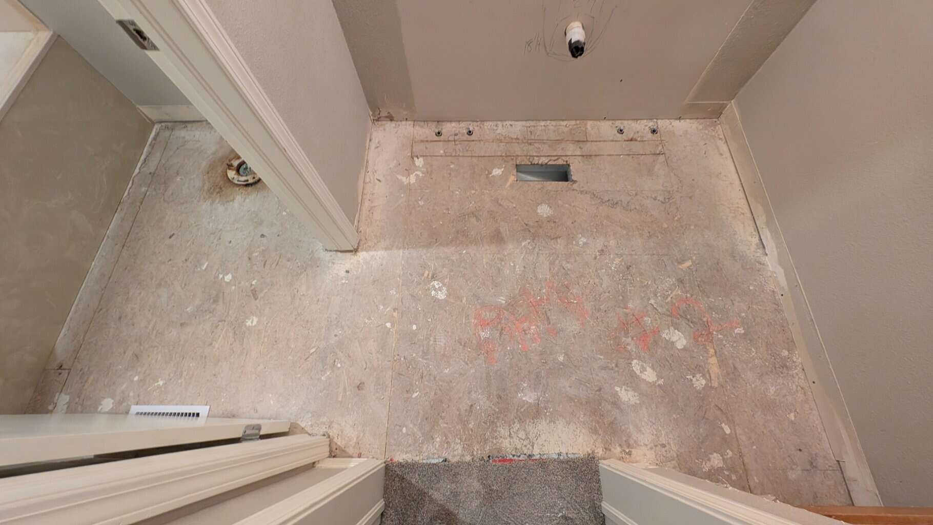 Guest bath floor demo'd and ready to underlay